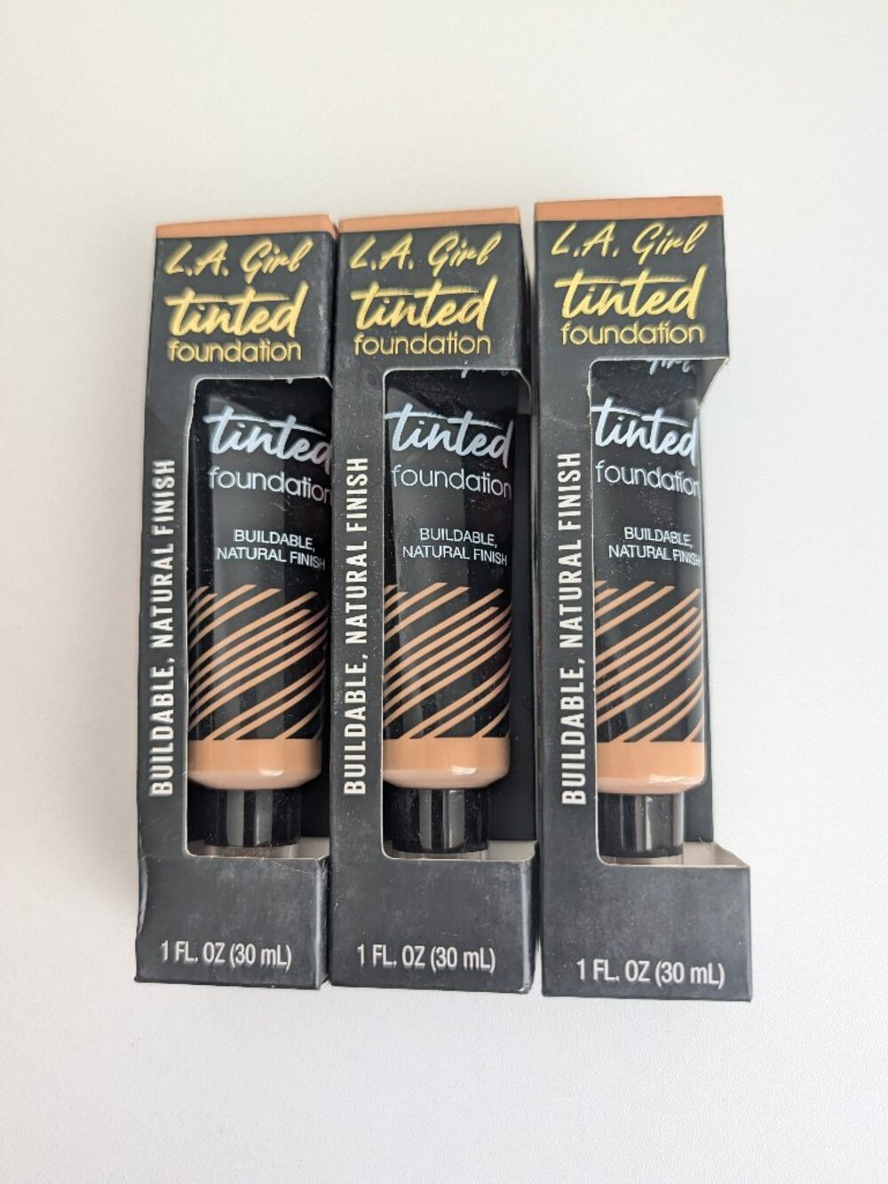 L.A. Girl Tinted Foundation TAWNY GLM759 Lot of 3 New with Box 1oz/30ml